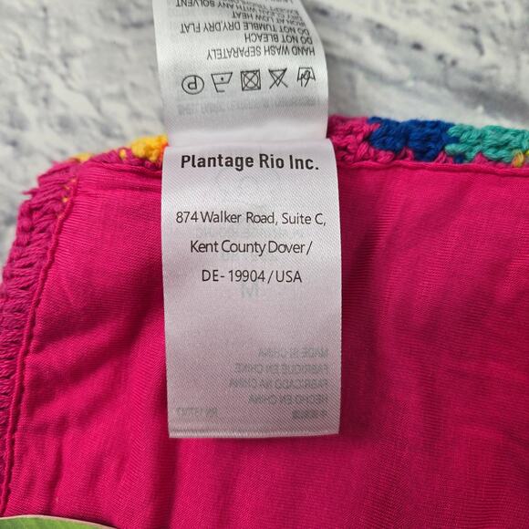 NWT Farm Rio Rainbow Crochet Bikini Top Pink Picnic Green Picnic size Medium - Picture 10 of 16